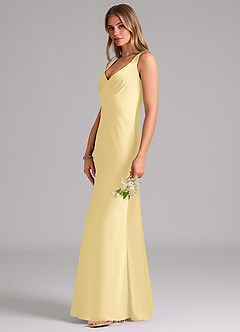 Azazie Kamila Bridesmaid Dresses Butter A-Line Pleated Stretch Satin Dress image6
