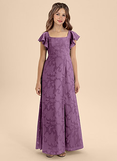 Azazie Bondi Junior Wisteria A-Line Bow Floral Burnout Dress image5