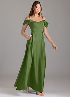Azazie Marley Bridesmaid Dresses Juniper A-Line Off the Shoulder Stretch Satin Convertible Dress image4
