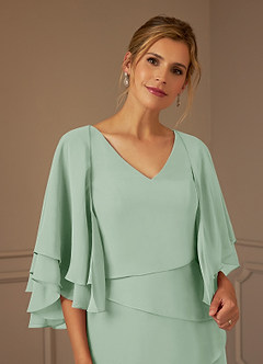 Azazie OHara Mère de la mariée Robes Robe Trapèze en Mousseline de soie Col V Agave image6