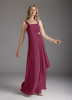 Azazie Weisz Mother of the Bride Dresses Mulberry A-Line Square Neckline Pleated Chiffon Dress image4