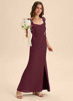 Azazie Jessamine Junior 인어 스윗하트 네크라인 쉬폰 플로어 길이 주니어 신부 들러리 드레스 image4