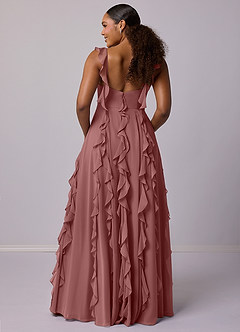 Barbie ♥ Azazie Robes de demoiselle d'honneur Robe Trapèze en Mousseline de soie avec poches Rose Du Désert image11