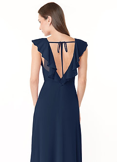 Azazie Yoko Bridesmaid Dresses Dark Navy A-Line Ruched Chiffon Dress image6