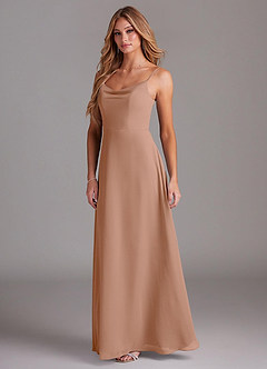 Azazie Daenerys Brautjungfernkleider A-Linie Kutte Chiffon Kleid Champagner Rosa image4