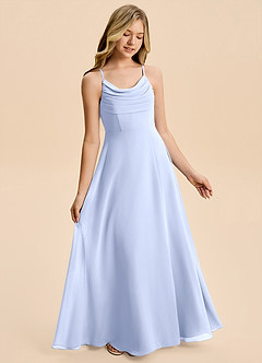 Azazie Gia Junior A-Linie Plissee Chiffon Kleid Eis image4