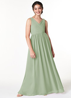 Azazie Sawyer Junior Dusty Sage A-Line Pleated Chiffon Dress image3