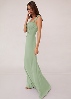 Barbie ♥ Azazie Bridesmaid Dresses Dusty Sage A-Line Sweetheart Neckline Chiffon Dress image4
