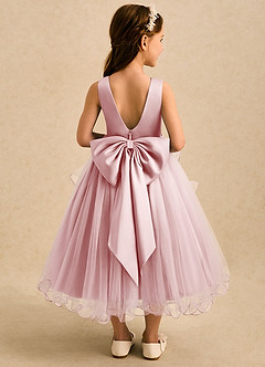 Azazie Savannah Flower Girl Dresses Powder Pink Ball-Gown Lace Tulle Dress image2
