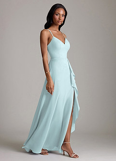 Azazie Naeem Bridesmaid Dresses Mist A-Line V-Neck Ruffle Chiffon Dress image4