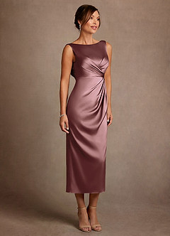 Azazie Mazhe Moeder van de bruid jurken A-Lijn Jurk van Stretch Satijn Geplooid Vintage Mauve image4