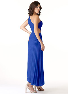 Azazie Kirra Bridesmaid Dresses Royal Blue A-Line One Shoulder Chiffon Dress image4