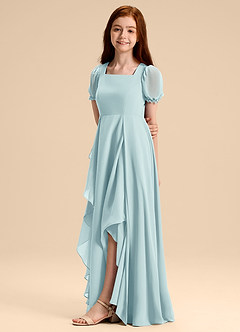 Azazie Priya Junior Abito A-Line in Chiffon Blusa Sea Glass image4