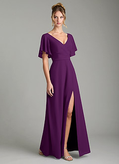 Azazie Ambrosia Robes de demoiselle d'honneur Robe Trapèze en Mousseline de soie Plissée Grain De Raisin image5