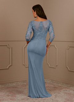 Azazie Fatemah Mother of the Bride Dresses Dusty Blue Mermaid Scoop Lace Lace Dress image4