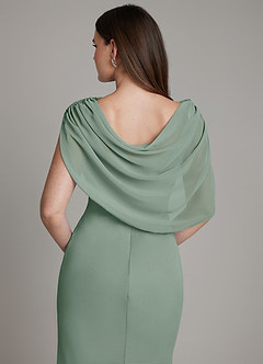 Azazie Hadley Robes de demoiselle d'honneur Robe Sirène en Mousseline de soie Plissée Sauge D'argent image7