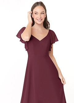 Azazie Syenna Bridesmaid Dresses Cabernet A-Line Ruched Chiffon Dress image5