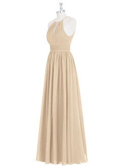 Azazie Cherish Robes de demoiselle d'honneur Robe Trapèze en Mousseline de soie Plissée Champagne image8