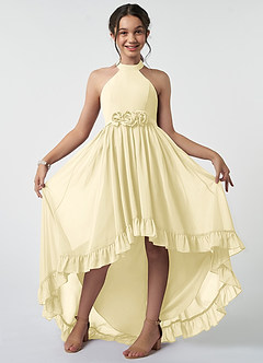 Azazie Hermione Junior Jurk van Chiffon met A-Lijn Citroensorbet image2