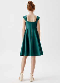 Azazie Amira Junior Peacock A-Line Pleated Stretch Satin Dress image2