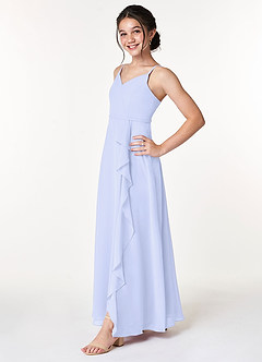 Azazie Naeem Junior Lavender A-Line Ruched Chiffon Dress image3