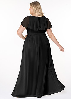 Azazie Jael Bridesmaid Dresses Black A-Line V-Neck Mesh Dress image10