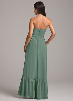 Azazie Kailee Bridesmaid Dresses Eucalyptus A-Line with Pockets Chiffon Dress image6