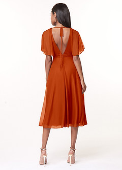 Azazie Tinsley Bridesmaid Dresses Paprika A-Line Pleated Mesh Dress image2