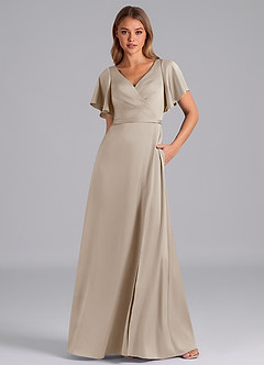 Azazie Ambrosia Bridesmaid Dresses Frost A-Line Pleated Stretch Satin Dress image5