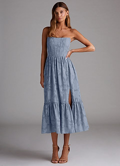 Delphina Powder Blue Lace-up Back Midi Dress image4