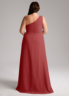 Azazie Brooke Brautjungfernkleider A-Linie One-Shoulder Chiffon Kleid Rost image9