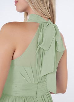 Azazie Iman Brautjungfernkleider A-Linie A-Linie Gerüscht Chiffon Kleid Staubiger Salbeigrün image11
