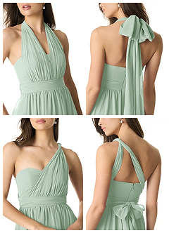 Azazie Olani Brautjungfernkleider Wandelbar A-Linie Schulterfrei Chiffon Kleid Agave image2