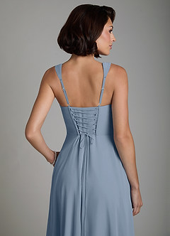 Azazie Azaria Abiti da Damigella Abito A-Line in Chiffon Corsetto Blu Polveroso image2