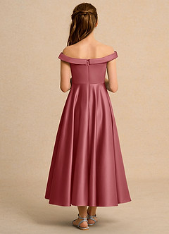 Azazie Teeny Junior Formal vestidos de niña de las flores Vestido de Rosa Antigua de Satin Mate de Corte en A con Plisado image2