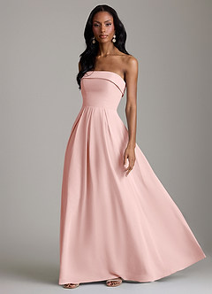 Azazie Lucienne Bridesmaid Dresses Powder Pink A-Line Strapless Chiffon Convertible Dress image5