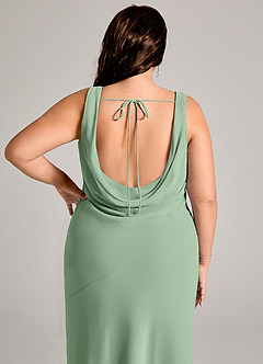 Azazie Rylina Vestidos de damas de honor Vestido de Matcha de Gasa de Corte Sirena con Plisado image12