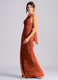 Azazie Velli Essayer des robes à la maison Robe Sirène en Blumen-Burnout Col Haut Noir image3