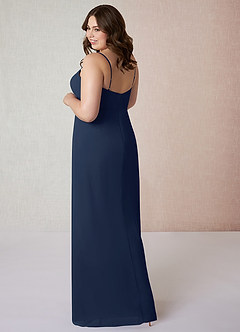 Azazie Tayla Bridesmaid Dresses Dark Navy Sheath Square Neckline Chiffon Dress image9