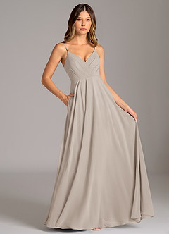 Azazie Amani Bridesmaid Dresses Frost A-Line Pleated Chiffon Dress image6