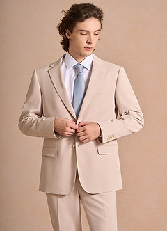 front Carter Marrone Chiaro Giacca da abito in misto cotone e lino