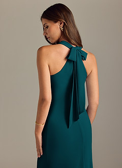 Azazie Doretta Bridesmaid Dresses Pine Mermaid Pleated Chiffon Dress image2