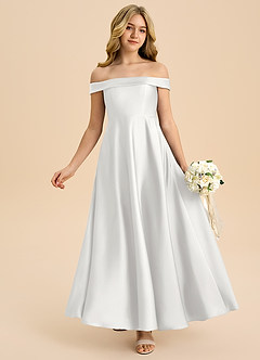 Azazie Sissy Junior Klänning av A-Line i Stretch Satin Off the shoulder image1