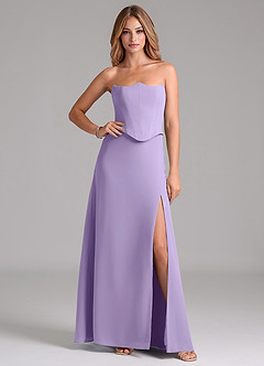 Azazie Jenilyn Bridesmaid Dresses Lilac A-Line Strapless Chiffon Dress image1