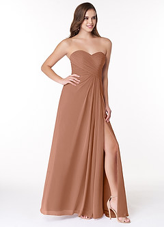 Azazie Arabella Allure Vestidos de damas de honor Vestido de Bronceador de Gasa de Corte en A Convertible con Escote de Corazón image5