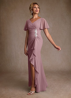 Azazie Suffolk Moeder van de bruid jurken A-Lijn Jurk van Chiffon Geplooid Stoffige Roos image2