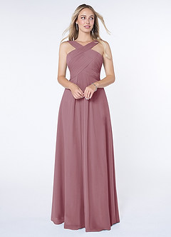 Azazie Kaleigh Bridesmaid Dresses Vintage Mauve A-Line Pleated Chiffon Dress image1