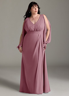 Azazie Matilda Bridesmaid Dresses Vintage Mauve A-Line Long Sleeve Chiffon Dress image13