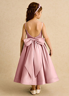 Azazie Babs vestidos de niña de las flores Vestido Rosa Polvorienta de Satin Mate de Vestido de princesa con Plisado image6