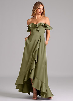 Azazie Lyra At-home Try On Dresses Black A-Line Off the Shoulder Stretch Satin Convertible Dress image3